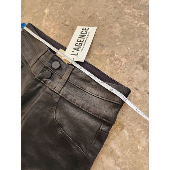L'AGENCE Peyton high rise skinny ankle crop black coated stretch jeans NWT size - Picture 7 of 8